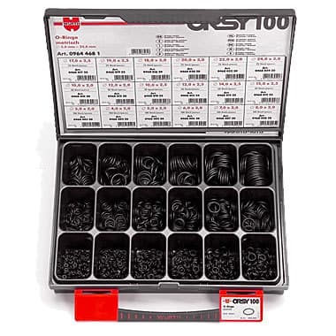 Набор резиновых уплотнительных колец, метрических, 18 размеров, 1050 шт., в футляре ORSY 100
